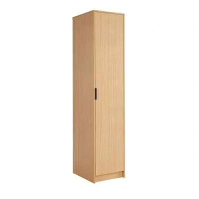 Image of Home Source 1 Door Wardrobe with Clothes Hanging Rail Storage Shelf Bedroom Organiser, Oak Effect