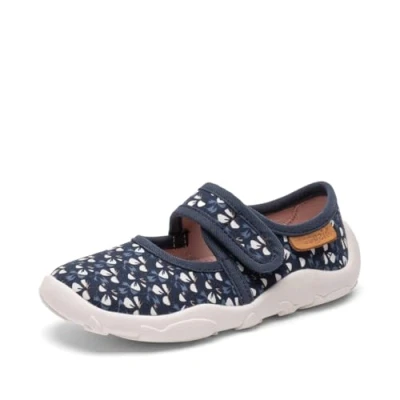 Image of Bisgaard Maddy Ankle strap ballet pumps for kids, Size: 037, Wild flower blue shoes
