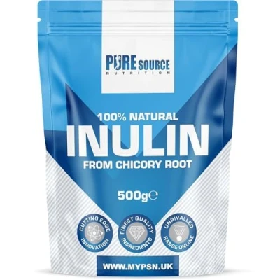Image of Inulin Powder High Grade Prebiotic Soluble Fibre Vegan GMO Free Made in EU from Natural Chicory Root Fructo OligoSaccharide FOC by Pure Source Nutrition (500g)