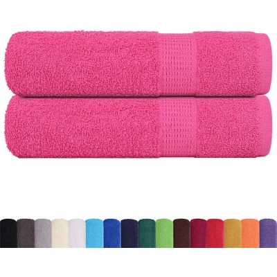 Image of vidaXL Hand Towels 2 pcs Pink 50x100 cm 360 gsm 100% Cotton