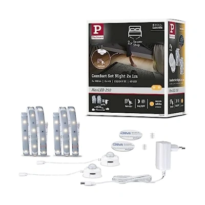 Image of Paulmann 78894 LED Stripe MaxLED 250 Night Comfort Basic Set 1 m 2X 300 lm 60LEDs/m incl. 4 Watt Light Strip Silver Plastic 2700 K