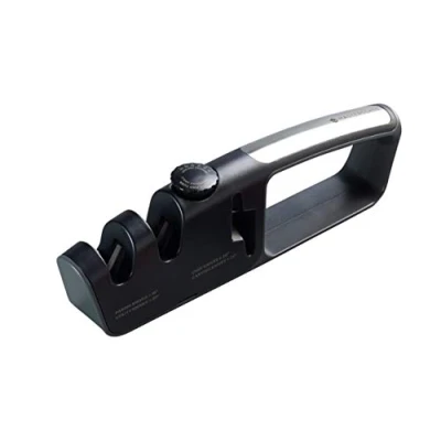 Image of MasterClass 3 In 1 Adjustable Kitchen Knife Sharpener with Scissor Blade Sharpener, Gift Box, Black, 25 x 4 8 cm