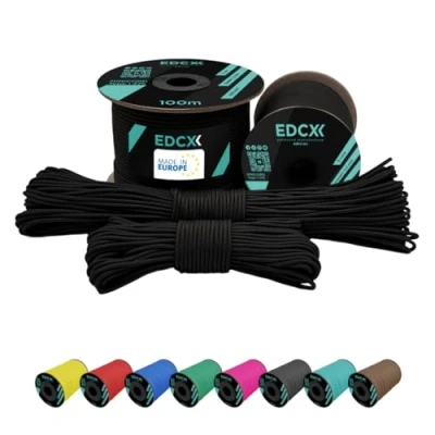 Image of EdcX 2 mm Nylon Paracord 275 (15, 30, 50 and 100 m) 100% rope, 3 Strand cord, cord in Many Colours (Black, 30