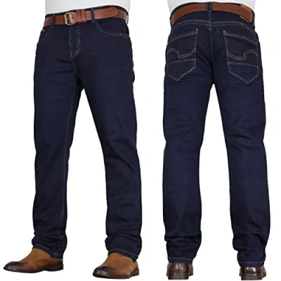 Image of Crosshatch Mens &#039;Tarrow&#039; Straight Leg Stretch Denim Jean with Designer Belt by JeanBase Raw Wash 30W X 32L