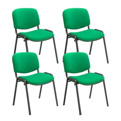 Image of Office Hippo Heavy Duty Meeting Chair, Versatile &amp; Robust Stackable Reception or Conference Chair With Strong Frame Padded Durable Seat, Up To 115kg Weight Green/Black, 4 Pack