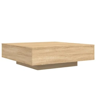 Image of vidaXL Coffee Table with Adaptable LED Lights and Sonoma Oak Finish A Modern Square Center for Living Room or Office Space
