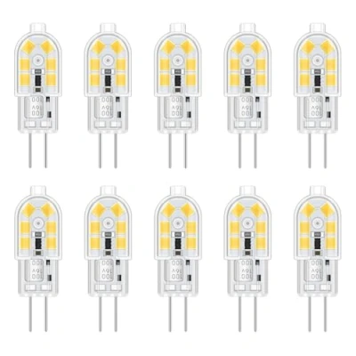 Image of Akynite G4 12V LED Light Bulbs 2W Cool White 6000K, Replacement for Halogen Bulb 10W 20W, 200LM, AC DC Bi Pin Capsule Cooker Hood/Chandelier, Not Dimmable, 10 Pack