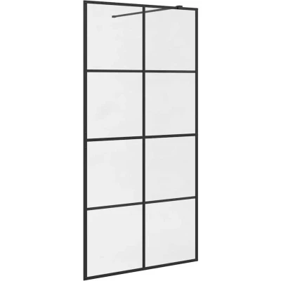 Image of vidaXL Walk in Shower Wall with Clear ESG Glass 100x195 cm Black