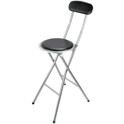 Image of E Bargains UK Set of 2 Colourful Folding Breakfast Padded Bar Chair Stool Kitchen Party Office Seat (Black)