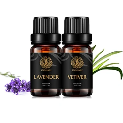 Image of 100% Pure Vetiver Essential Oils Set, Therapeutic Grade Lavender Aromatherapy Fragrance Kit for Diffuser, 2x10ml Scented Set Humidifier, Home