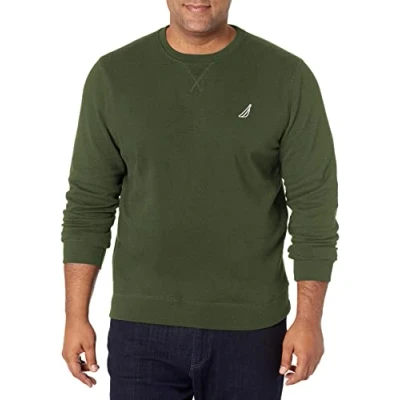Image of Nautica Men&#039;s Basic Crew Neck Fleece Sweatshirt, Pine Forest, Large