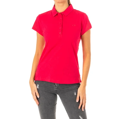 Image of La Martina Womenss short sleeved polo shirt with lapel collar LWP601 Red Cotton Size Small