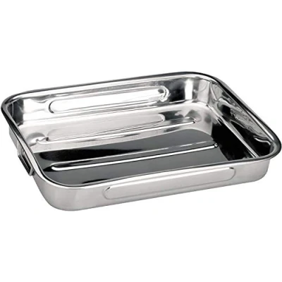 Image of MGE Roasting Baking Tins Trays with Handles Oven Tin Stainless Steel Pan 30 x 20 cm