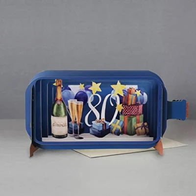 Image of Message in a Bottle Beer 80th Pop Up Birthday Greeting Card by Alljoy Cards MIB110
