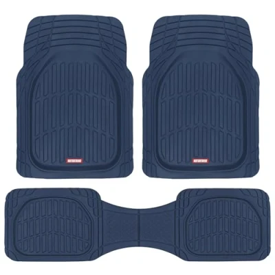 Image of Motor Trend 923 CB Cobalt Blue FlexTough Contour Liners Deep Dish Heavy Duty Rubber Floor Mats for Car SUV Truck &amp; Van All Weather Protection, Universal Trim to Fit