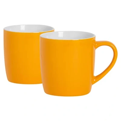 Image of 2x Yellow 350ml Coloured Coffee Mugs By Argon Tableware