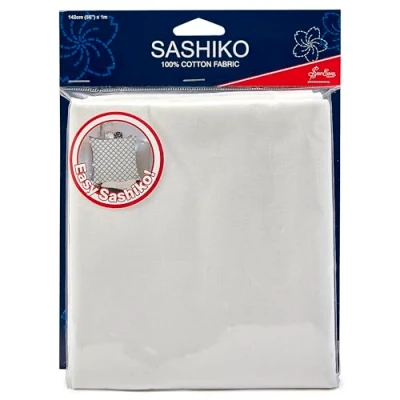 Image of Sew Easy Sashiko Cotton Fabric Ivory 1m x 1.42m 100% for Stitching Designs