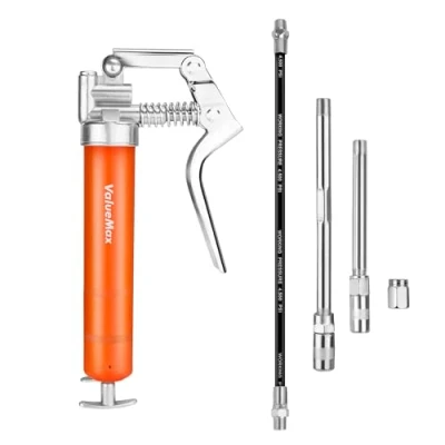 Image of ValueMax Mini Grease Gun Kit, Pistol Grip 3500PSI with 85g Cartridge Grease, Flexible Hose, Metal Pipes, Couplers and Nozzles