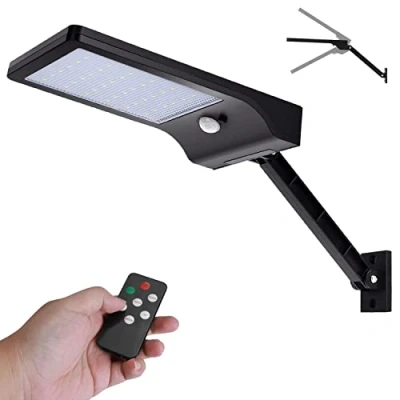 Image of Solar Lights Outdoor, Angle Adjustable Security Remote Control Wall Light IP65 Waterproof Powered Lights, Dimmable Motion Sensor 3 Color PIR