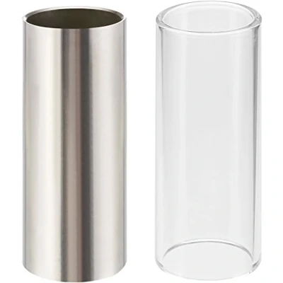 Image of 2 Pieces Glass Slide and Stainless Steel in Box for Guitar, Bass, Medium (6 cm)
