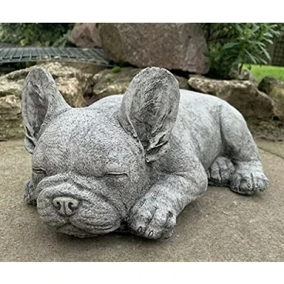 Image of STONE GARDEN LYING FRENCHIE FRENCH BULLDOG DOG PUPPY ORNAMENT STATUE