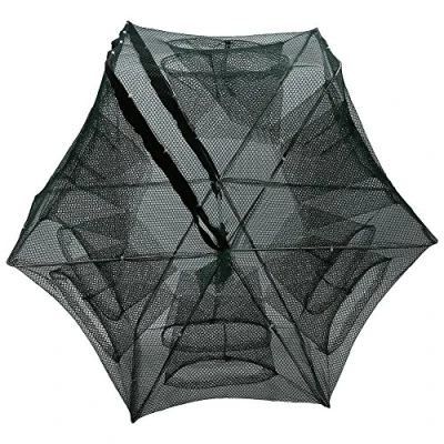 Image of Dilwe Fishing Net, 6/12 Holes Automatic Net Shrimp Cage Nylon Foldable Crab Fish Trap Cast(12 holes)