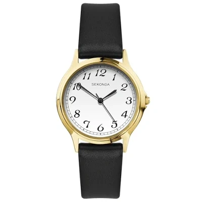 Image of Sekonda Clarke Ladies 27mm Easy Read Quartz Watch White Dial Analogue Display and Black Strap