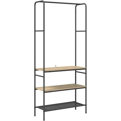 Image of vidaXL Clothes Rack with Shelves Sonoma oak 77 x 30 171 cm