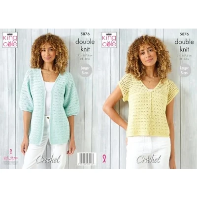 Image of King Cole 5876 Adult DK Button Up Top Cardigan Crochet Pattern