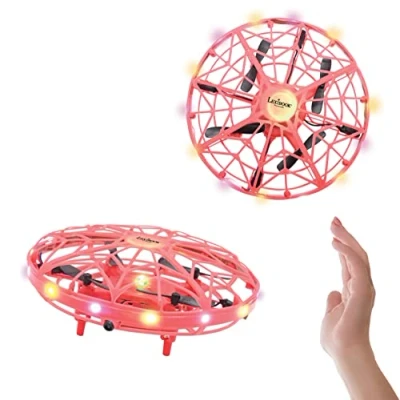 Image of Lexibook UFO01 Rechargeable Gesture Control for Children or Adults up to 5km/h (3 Miles), Hands Free Motion Sensor, Mini Flying Drone with Light Effects, red