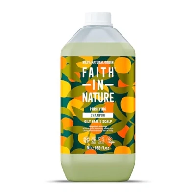 Image of Faith In Nature Natural Grapefruit &amp; Orange Shampoo, Purifying For Oily Hair Scalp, Vegan Cruelty Free, No SLS, Silicones or Parabens, 5L Refill Pack