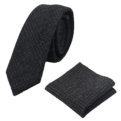 Image of TruClothing Mens Tweed Herringbone Tie Pocket Square Check Classic Blue Brown Grey Black 11 One Size