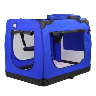 Image of KCT Extra Large Blue Fabric Pet Carrier Crate Travel Transport Bag for Cats and Dogs