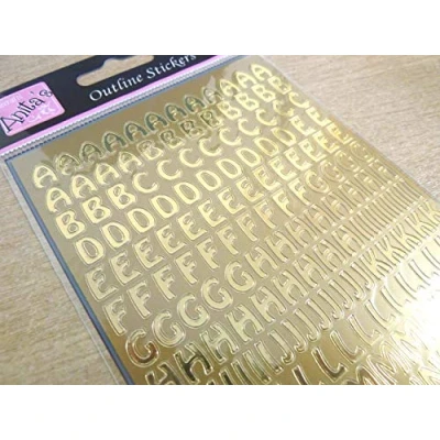Image of Small Shiny Gold Sticky Adhesive Letters, Alphabet A Z, Labels Stickers for Craft