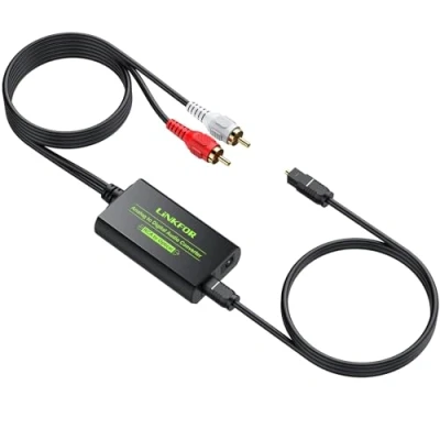 Image of LiNKFOR Analog to Digital Audio Converter RCA Toslink SPDIF Optical with Cable for HDTV Turntable CD DVD Soundbar