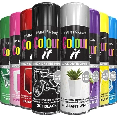 Image of AlezyB 8 Mix Cans Gloss Finish All Purpose spray paint 250ml Multipurpose AerosoL, Quick and Fast Drying Excellent Coverage for Metal, Wood, Plastic More A1