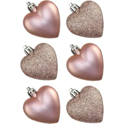 Image of Christmas Tree Baubles, Tear Drop Droplet, Uniquely Shaped, Decorations, Durability And Longevity, 50mm Glitter Matte Finishes Rose Gold Pack 6