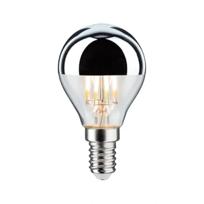 Image of Paulmann 28667 LED Drop Shaped Filament lamp 4.8 watts Crown Mirror Silver 2700 K Warm White dimmable E14