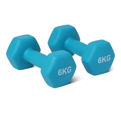 Image of Amazon Basics Neoprene Dumbbell Weights Set, 6 kg, Cyan