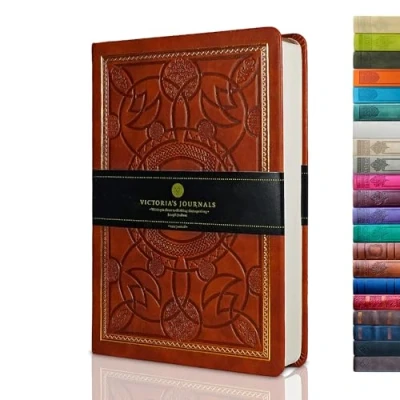 Image of VICTORIA&#039;S JOURNALS Leatherette Vintage Journal Hard Cover Lined Notebook Old Looking Travel Diary, A5 Size 5.7&#039;&#039; x 8.1&#039;&#039;