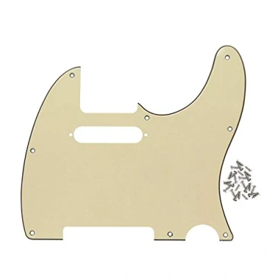 Image of FLEOR 8 Hole 3Ply Cream TL Pickguard Single Coil Neck Cut Guard Plate with Mounting Screws for U.S./Mexican Standard TE Replacement