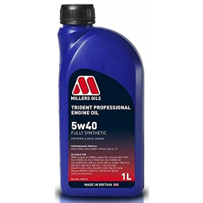 Image of Millers Oil Trident 5W40 A3/B4 Fully Synthetic Engine Oil, LL01, 505 00, 229.5, 1 Litre
