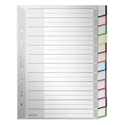Image of Leitz 12750000 Plastic Index Blank A5 Polypropylene Grey, 12 Sheets