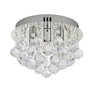 Image of LITECRAFT Elsa Flush Mounted Ceiling 3 Light Crystal Effect G9 Fitting Chrome
