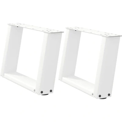 Image of vidaXL White U Shaped Coffee Table Legs Adjustable Steel Supports for Heavy Tabletops in Living/Dining Room