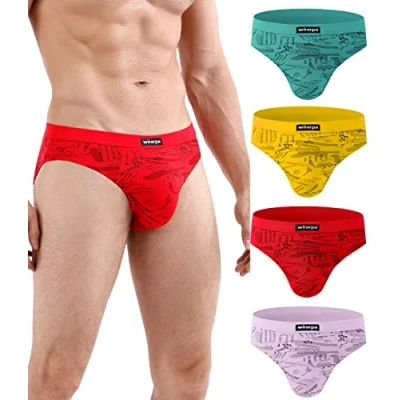 Image of wirarpa Men&#039;s Modal Briefs Underwear Super Soft Microfibre Underpants No Front Slips Covered Waistband Multicolored 4 Pack X Large