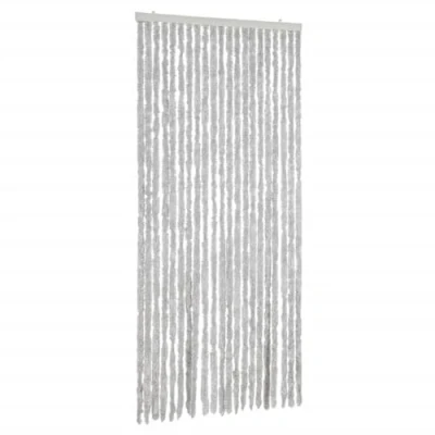 Image of vidaXL Chenille Fly Curtain Door Screen 90x200cm Insect Barrier, Grey, Easily Washable, Privacy &amp; Insulation Features