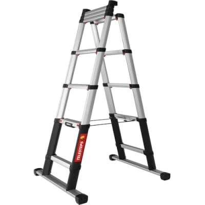 Image of Telesteps telescopic Step ladder 2.30 m Made in Sweden 72423 depth 80 mm Working Height 3.10 closed 0.73 Width 0.67 Weight 14.1, Aluminium