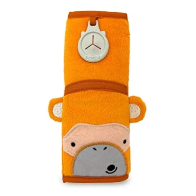 Image of Trunki Seat Belt Pads for Kids Comfy Childrens Seatbelt Cover Car Seats and Pram SnooziHedz Mylo Monkey (Orange)