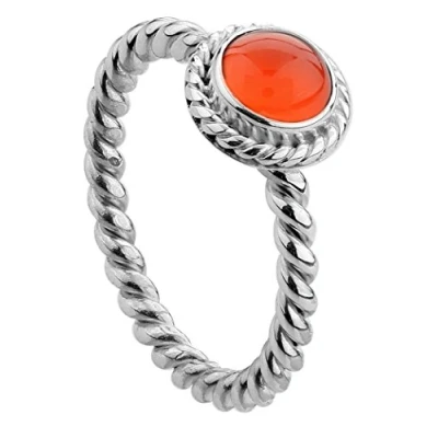Image of Nenalina 212999 008 Women&#039;s Ring with 6 mm Orange Carnelian Gemstone Handmade 925 Sterling Silver,